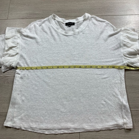 1. State 100% Linen White Ruffle Sleeve Top - Picture 8 of 9